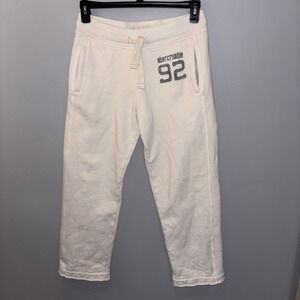 Abercrombie Cream Sweat Pants Wide Leg‎ Drawstring Heavyweight Pockets Y2K Sz L